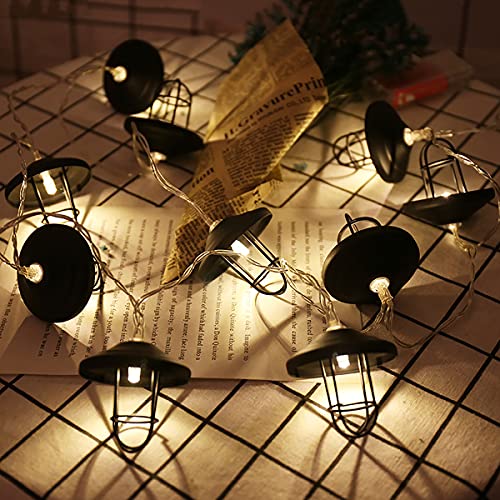 KINGCOO Vintage Lampenschirm Lichterketten, 20LED Warmweiß Schwarz Polygon Diamant Metall Laterne Käfig Lichter Batteriebetriebene Dekorative Hängeleuchten für Home Patio Garten Hochzeit (Polygon) KINGCOO Vintage Lampenschirm Lichterketten, 20LED Warmweiß Schwarz Polygon Diamant Metall Laterne Käfig Lichter Batteriebetriebene Dekorative Hängeleuchten für Home Patio Garten Hochzeit (Polygon) von KINGCOO