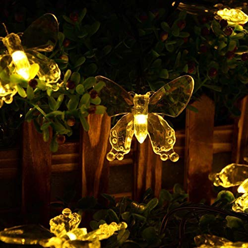 Schmetterling Lichterketten,KINGCOO Wasserdichte 16FT 20LED Butterfly Solar Lampe Dekorative Leuchten für Party Hochzeit Garten Veranda Balkon Weihnachtsfee Beleuchtung Dekorationen (Warmweiß) von KINGCOO