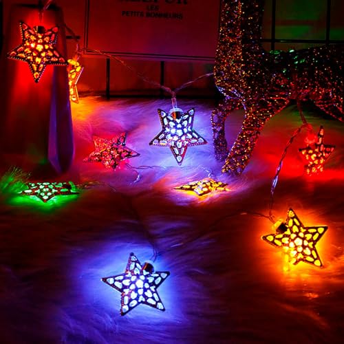 Silberne marokkanische Stern-Lichterkette, Kingcoo 20 LEDs, Eisen-Metall-Laterne, solarbetrieben, schillernde, marokkanische Lichterkette mit 8 Modi, Ambientebeleuchtung für den Außenbereich, Garten, Hochzeit, Party, Weihnachtsdekoration (mehrfarbig) Silberne marokkanische Stern-Lichterkette, Kingcoo 20 LEDs, Eisen-Metall-Laterne, solarbetrieben, schillernde, marokkanische Lichterkette mit 8 Modi, Ambientebeleuchtung für den Außenbereich, Garten, Hochzeit, Party, Weihnachtsdekoration (mehrfarbig) von KINGCOO