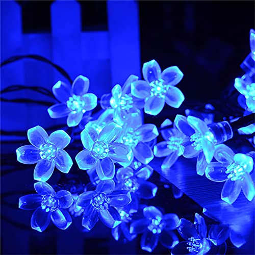 KINGCOO Solarlampen Blumen Schnur Lichter Außen, Wasserdicht 23ft/7m 50 LED Pfirsichblüte Kirschblüte Solar Lichterkette für Gärten Häuser Hochzeit Weihnachtsfeier Dekorationen(Blau) von KINGCOO