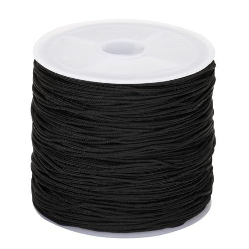 KINGLAKE 0.8mm x 100m Nylonschnur Nylonfaden für Armbänder, Perlenschnur, Nylon Schnur Schwarz Perlenfaden für Armband, Auffädeln, Kette, Sarmband, Halskette Geflochten, Schmuckherstellung, Basteln von KINGLAKE