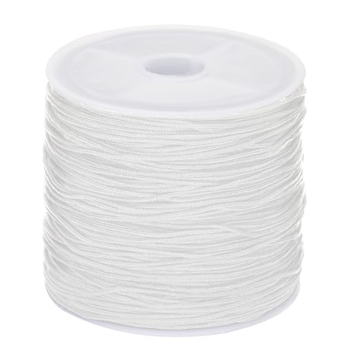 KINGLAKE 0.8mm x 100m Nylonschnur Nylonfaden für Armbänder, Perlenschnur, Nylon Schnur Weiß Perlenfaden für Armband, Auffädeln, Kette, Sarmband, Halskette Geflochten, Schmuckherstellung, Basteln von KINGLAKE