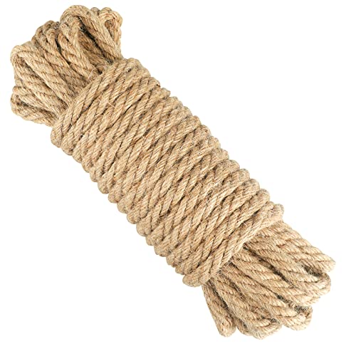 KINGLAKE 10mm 10m Juteseil, Tau Seil Strick Hanfseil, Jutegarn Kordel Jute Schnur, Rope Dickes, Handlaufseil, Schiffstau, Juteschnur Bastelseil für DIY Dekoration Garten von KINGLAKE