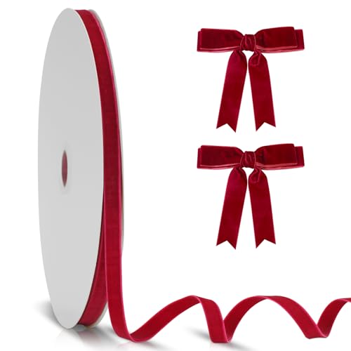 KINGLAKE 10mm Samtband Rot - 23M 23M Doppelseitig Geschenkband Samt Band, Dunkelrot Weihnachtsband Dekoband für Weihnachtsbaum, Geschenk, schleife, Basteln KINGLAKE 10mm Samtband Rot - 23M 23M Doppelseitig Geschenkband Samt Band, Dunkelrot Weihnachtsband Dekoband für Weihnachtsbaum, Geschenk, schleife, Basteln von KINGLAKE
