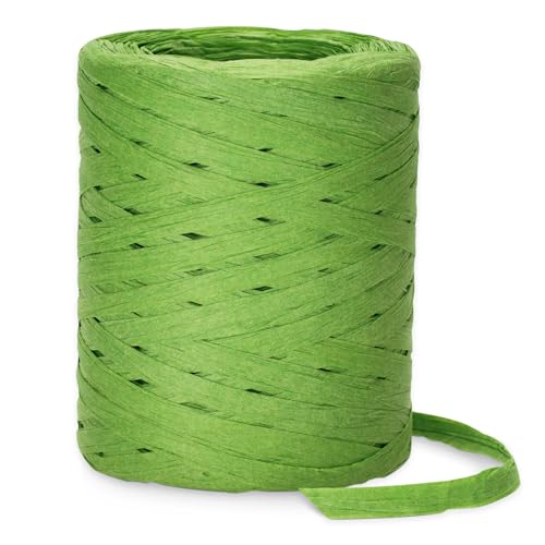 KINGLAKE 200M Bast Band,Naturbast Papierband, Bast Raffia Natur papierschnur, Packschnur für Handwerkliche Dekoration, Geschenkverpackung, Hochzeit, Weihnachten, Weben-Grün von KINGLAKE