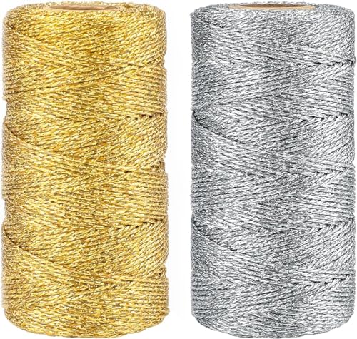 KINGLAKE 200M Kordel Gold und Silbe 1.5MM,Garn Gold und Silbe, Schnur, DIY Bastelschnur,Kordelband Unelastisch Zum Basteln,Hochzeitsdekoration,Weihnachtsdekoration oder Verpacken KINGLAKE 200M Kordel Gold und Silbe 1.5MM,Garn Gold und Silbe, Schnur, DIY Bastelschnur,Kordelband Unelastisch Zum Basteln,Hochzeitsdekoration,Weihnachtsdekoration oder Verpacken von KINGLAKE