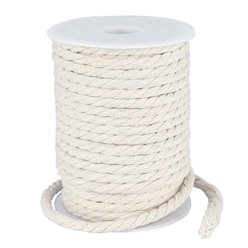 KINGLAKE 6mm- 25m Makramee Garn Baumwollschnur,Kordel Beige Dicke Schnur Makramee Seil- Für Handwerk, Gartenarbeit, Verpackung, Dekoration von KINGLAKE