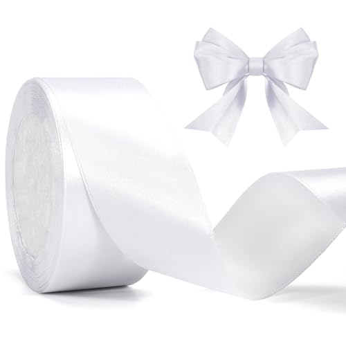 KINGLAKE 22M Geschenkband Weiss, 4CM Schleifenband, Satinband, Seidenbänder, geschenkbänder stoff, Dekobänder für Hochzeit, Party, Weihnachten, Basteln KINGLAKE 22M Geschenkband Weiss, 4CM Schleifenband, Satinband, Seidenbänder, geschenkbänder stoff, Dekobänder für Hochzeit, Party, Weihnachten, Basteln von KINGLAKE