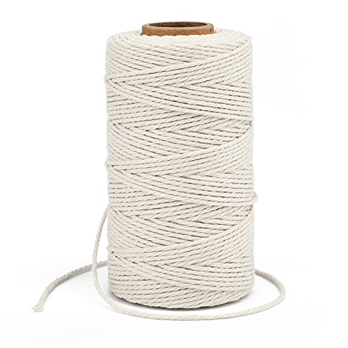 KINGLAKE 2mm Kordel Beige,100M Baumwollschnur,Makramee Garn,Baumwollgarn Dünn,String Für Backen,Kochen in der Küche,DIY Basteln,Weihnachtsgeschen Kverpackung,Deko von KINGLAKE