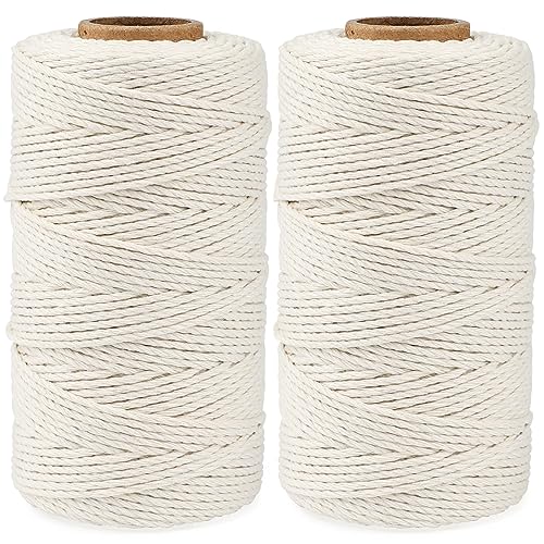 KINGLAKE 2mm Kordel Beige,200M Baumwollschnur,Makramee Garn,Baumwollgarn Dünn,String Für Backen,Kochen in der Küche,DIY Basteln,Weihnachtsgeschen Kverpackung,Deko-(100mX2) von KINGLAKE