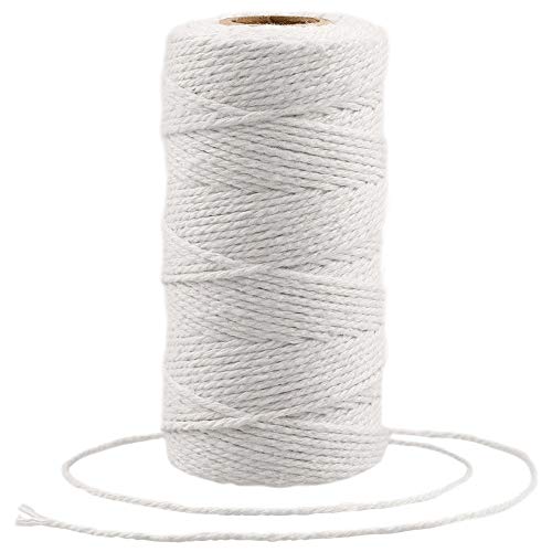 KINGLAKE 2mm Kordel Weiß,100M Baumwollschnur,Makramee Garn,Baumwollgarn Dünn,String Für Backen,Kochen in der Küche,DIY Basteln,Weihnachtsgeschen Kverpackung,Deko von KINGLAKE