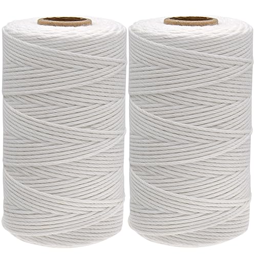 KINGLAKE 2mm Kordel Weiß,200M Baumwollschnur,Makramee Garn,Baumwollgarn Dünn,String Für Backen,Kochen in der Küche,DIY Basteln,Weihnachtsgeschen Kverpackung,Deko-(100mX2) von KINGLAKE