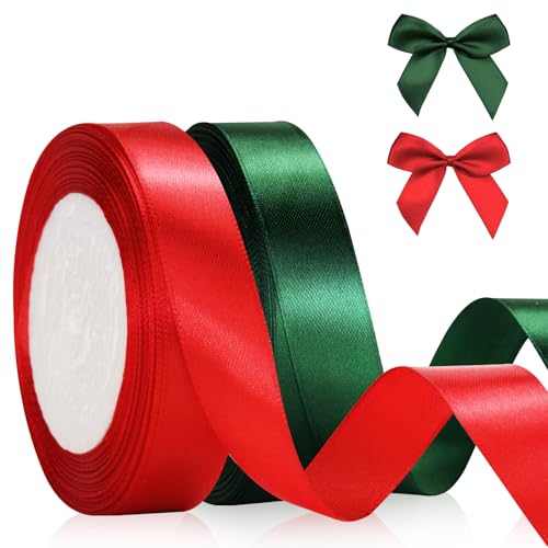 KINGLAKE 44m Satinband Geschenkband Rot und Grün - 20mm Weihnachtsband, Schleifenband,Seidenbänder, Geschenkbänder Stoffband, Seidenband, Ribbon Band, Dekobänder für Schleifen, Weihnachten, Basteln KINGLAKE 44m Satinband Geschenkband Rot und Grün - 20mm Weihnachtsband, Schleifenband,Seidenbänder, Geschenkbänder Stoffband, Seidenband, Ribbon Band, Dekobänder für Schleifen, Weihnachten, Basteln von KINGLAKE