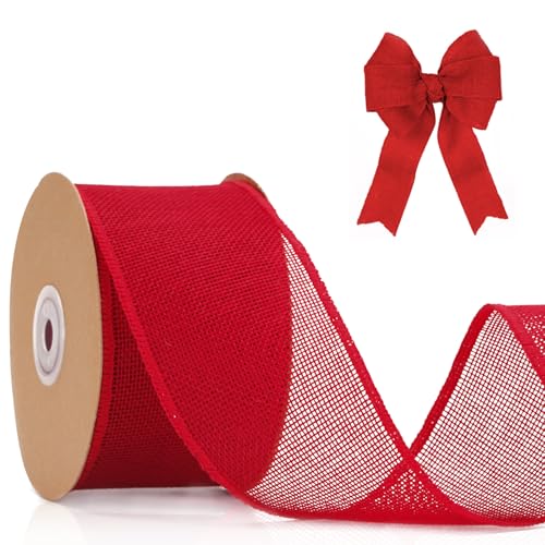 KINGLAKE Juteband 6cm Breit, 10M Rot Jute Band mit Draht, Geschenkband Naturband Jute, Sackleinen Decoband für DIY Handwerk, Geschenk, Hochzeit, Weihnachten, Esstisch, Herbstdekoration KINGLAKE Juteband 6cm Breit, 10M Rot Jute Band mit Draht, Geschenkband Naturband Jute, Sackleinen Decoband für DIY Handwerk, Geschenk, Hochzeit, Weihnachten, Esstisch, Herbstdekoration von KINGLAKE