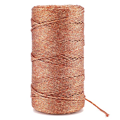 KINGLAKE Kordel Roségold 1.5MM,Garn Roségold 100M,Schnur Roségold,DIY Bastelschnur,Kordelband Unelastisch Zum Basteln,Hochzeitsdekoration,Weihnachtsdekoration oder Verpacken von KINGLAKE