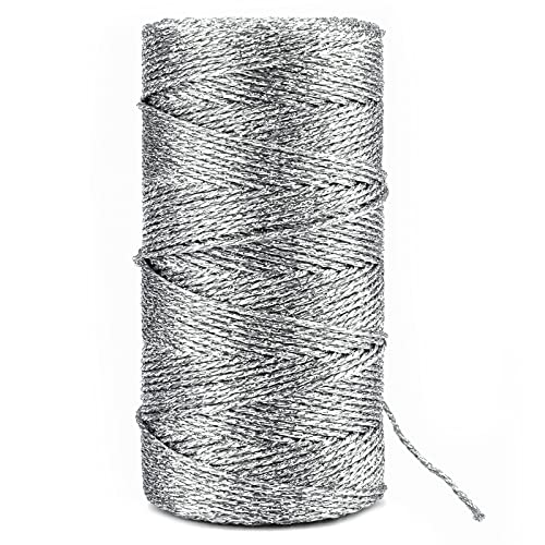 KINGLAKE Kordel Silber 1.5MM,Garn Silber 100M,Schnur Silber,DIY Bastelschnur,Kordelband Unelastisch Zum Basteln,Hochzeitsdekoration,Weihnachtsdekoration oder Verpacken KINGLAKE Kordel Silber 1.5MM,Garn Silber 100M,Schnur Silber,DIY Bastelschnur,Kordelband Unelastisch Zum Basteln,Hochzeitsdekoration,Weihnachtsdekoration oder Verpacken von KINGLAKE