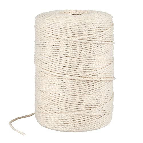 KINGLAKE Makramee Garn 2mm,200M Beige Baumwollschnur Baumwollgarn Kordel für DIY Handwerk Basteln Wand Aufhängung Pflanze Aufhänger Verpackung Dekoration von KINGLAKE
