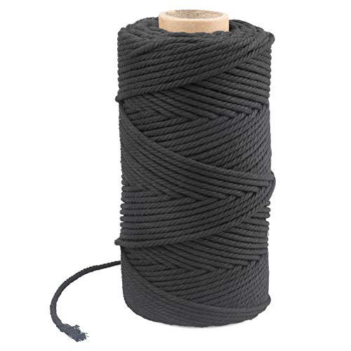 KINGLAKE 4mm Kordel Schwarz,100M Baumwollschnur,Bastelschnur,Baumwollgarn Dünn,String Für Backen,Kochen in der Küche,DIY Basteln,Weihnachtsgeschen Kverpackung,Deko von KINGLAKE