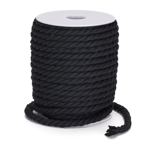 KINGLAKE Makramee Garn 8mm,Baumwollschnur 20M,Makramee Kordel Schwarz 8mm,Baumwollkordel,Dicke Geflochten Schnur, Baumwollseil Für Handwerk, Gartenarbeit, Verpackung, Dekoration KINGLAKE Makramee Garn 8mm,Baumwollschnur 20M,Makramee Kordel Schwarz 8mm,Baumwollkordel,Dicke Geflochten Schnur, Baumwollseil Für Handwerk, Gartenarbeit, Verpackung, Dekoration von KINGLAKE