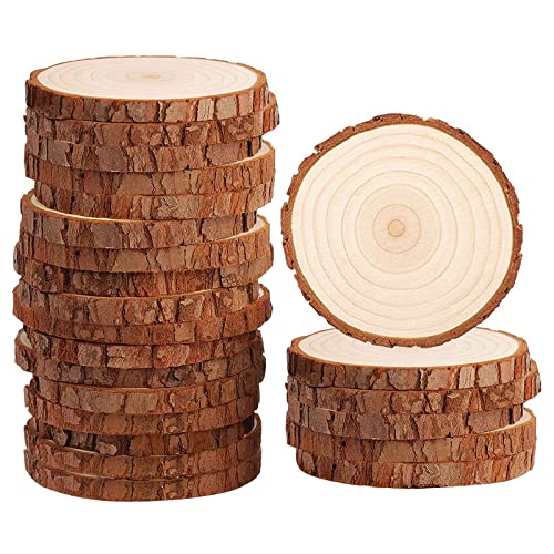 20 Stück Holzscheiben, 9 – 10 cm, natürliche Holzscheiben, ohne Loch, für Weihnachtsdekoration, Hochzeitsdekoration, Basteln von KINGOZOYI
