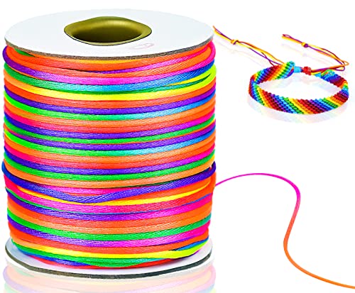 Gummiband für Armbänder, Satinkordel Regenbogen 2mm für DIY Halskette Armband Handwerk Schmuckherstellung - 100m Gummiband für Armbänder, Satinkordel Regenbogen 2mm für DIY Halskette Armband Handwerk Schmuckherstellung - 100m von KINGOZOYI