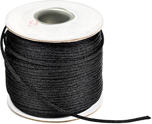 1 Rolle Satinkordel 2mm, Gummiband für Armbänder für DIY Halskette Armband Handwerk Schmuckherstellung - 100m, Schwarz 1 Rolle Satinkordel 2mm, Gummiband für Armbänder für DIY Halskette Armband Handwerk Schmuckherstellung - 100m, Schwarz von KINGOZOYI