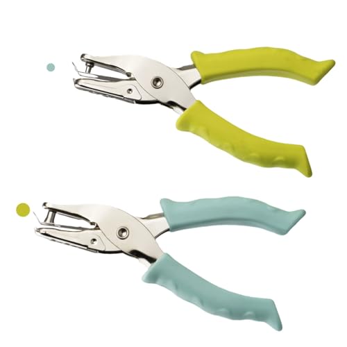 KINGSUPER 1/4 Zoll Locher und 0,3 cm kleiner Einzellocher Hand-Papierstanzer für DIY Handwerk Tag (grün) von KINGSUPER