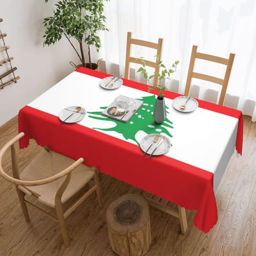 KINGWW Tischdecke mit Libanon-Flagge des Libanon, fettabweisend, quadratisch, für rechteckige Tische, wiederverwendbare und waschbare Tischdecken, Polyester-Stoff-Tischdecken KINGWW Tischdecke mit Libanon-Flagge des Libanon, fettabweisend, quadratisch, für rechteckige Tische, wiederverwendbare und waschbare Tischdecken, Polyester-Stoff-Tischdecken von Kingww