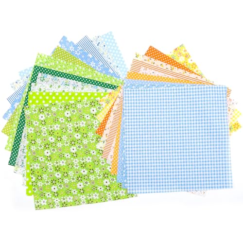KINHARD Baumwollstoff, 21 Stück Stoffreste zum Nähen, Baumwolle Patchwork Stoffe Paket, 25 x 25 cm Stoffpaket Baumwolle, für Tischdecken, Kissenbezüge, Geldbörsen von KINHARD