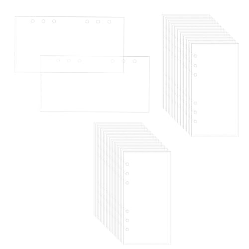KINHARD Wasserdicht A6 Binder Taschen, 40 Stück Transparent Binder Taschen A6, 6 Löcher Budget Binder Taschen, Doppelschicht A6 Binder Dokumententasche, für Visitenkarten, Fotos, Quittungen von KINHARD
