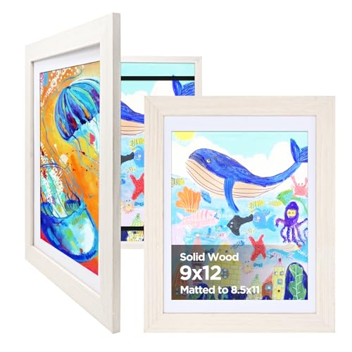 KINLINK 9x12 Kinder Kunstrahmen Frontöffnung 2 Stück, Holz-Bilderrahmen für 50 Bilder, Kunstrahmen für Kinder Kunstwerk mit Matte für A4 und 8,5x11 oder ohne Matte für 9x12, weiß KINLINK 9x12 Kinder Kunstrahmen Frontöffnung 2 Stück, Holz-Bilderrahmen für 50 Bilder, Kunstrahmen für Kinder Kunstwerk mit Matte für A4 und 8,5x11 oder ohne Matte für 9x12, weiß von KINLINK