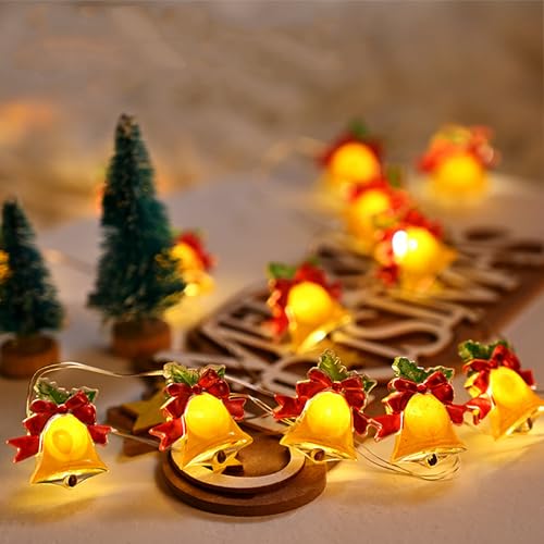 Weihnachtsglocke, Lichterkette, 5 m, 50 LEDs, warmgelb, Glocken für Weihnachten, Weihnachtsdeko, Innen- und Außenbereich, Party, Wand, Garten, Klavier, Treppen, Deko Weihnachtsglocke, Lichterkette, 5 m, 50 LEDs, warmgelb, Glocken für Weihnachten, Weihnachtsdeko, Innen- und Außenbereich, Party, Wand, Garten, Klavier, Treppen, Deko von KINMRIS
