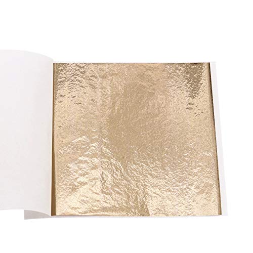 Blattgold Imitation – KINNO Champagner-Goldfolie Mehrzweckfolie für Zuhause, Wand, Rahmen, Decke, Möbeldekoration, 100 Blatt 8,9 x 8,5 cm von KINNO