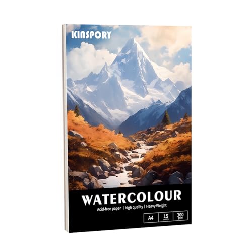KINSPORY Aquarellpapier, 300g/m2, Aquarellpapier Block 15 Blatt, A4-21 x 29.7cm, Wasserfarben Papier KINSPORY Aquarellpapier, 300g/m2, Aquarellpapier Block 15 Blatt, A4-21 x 29.7cm, Wasserfarben Papier von KINSPORY