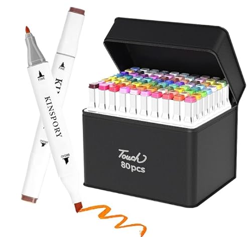 KINSPORY Filzstifte, Alkohol Stifte Set, 48 Stück Farben Marker Set Permanent Marker Pens mit Basis von KINSPORY