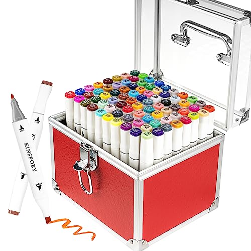 KINSPORY Filzstifte, Graffiti Stifte Set, 80 Stück Farben Marker Set Permanent Marker Pens mit Kiste aus Acryl von KINSPORY