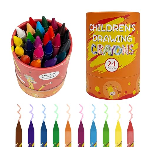 KINSPORY Wachsmalstifte, 24 Farben Wachskreiden Set für Kinder. Wasserdicht, Ungiftige von KINSPORY