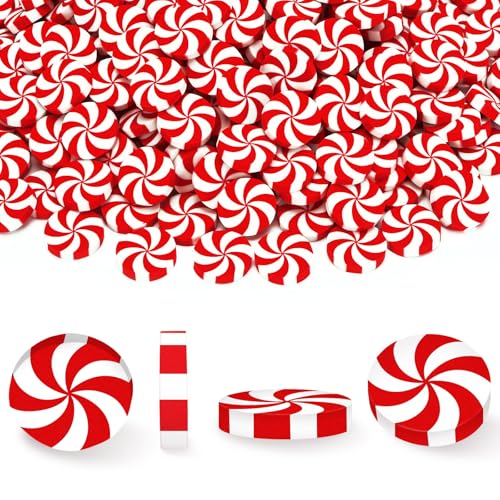 Weihnachtliche Radiergummis in Pfefferminzform, rot und weiß, Weihnachts-Süßigkeiten-Radiergummis, künstliche Pfefferminz-Bonbon-Radiergummi für Klassenzimmerpreise, Geschenke, Weihnachtsgeschenke, 50 von KINYFY