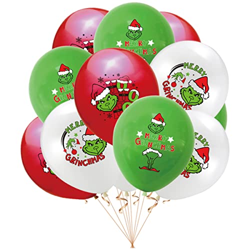 KIPETTO 45 Stück Grinch Weihnachten Ballons 12 Zoll Weihnachten Latex Ballons für Weihnachten Neujahr Geburtstag Party Dekoration von KIPETTO