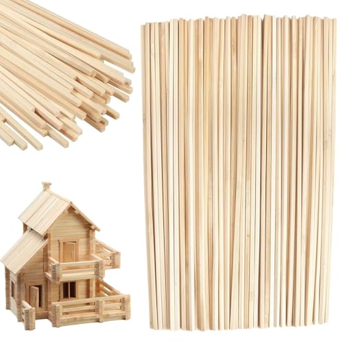 250 Stück Holzstäbe Eckig, 300 mm x 4 mm Hartholzstäbchen Quadratisch, Bastelholz Stäbe Eckig Bastelhölzer für Heimwerker DIY Handwerk von KIQAWEE
