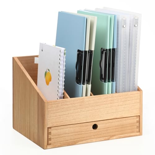 KIRIGEN Holz Schreibtisch-Organizer mit 4 Fächern und Schublade – Holz Briefablage Dokumentenhalter und Aktenhalter für Büro, Zuhause und Schule natürliche Farbe KIRIGEN Holz Schreibtisch-Organizer mit 4 Fächern und Schublade – Holz Briefablage Dokumentenhalter und Aktenhalter für Büro, Zuhause und Schule natürliche Farbe von KIRIGEN