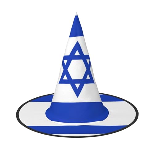 Israelische Flagge Halloween Hexenhut Hexenhut für Kinder und Frauen, ideal für Halloweenparty und Kostüme von KIRROWE