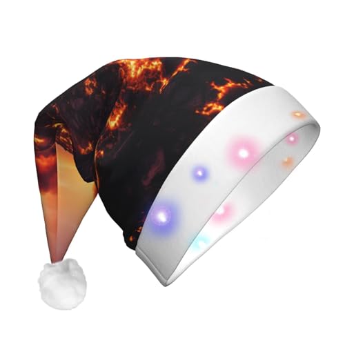 KIRROWE Leuchtender Weihnachtshut Flame Mountain, langer Weihnachtshut für Erwachsene mit LED-Beleuchtung, fröhlicher Weihnachtshut für festliche Anlässe von KIRROWE