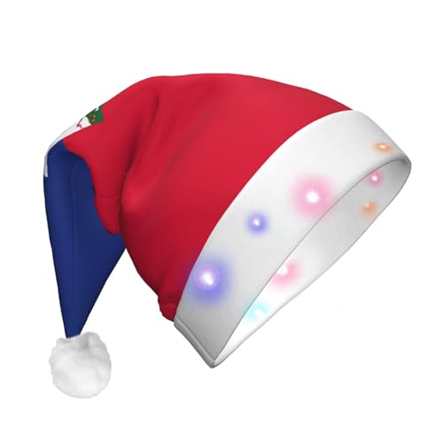 KIRROWE Leuchtender Weihnachtshut mit Haiti-Flagge, langer Weihnachtshut für Erwachsene mit LED-Beleuchtung, fröhlicher Weihnachtshut für festliche Anlässe KIRROWE Leuchtender Weihnachtshut mit Haiti-Flagge, langer Weihnachtshut für Erwachsene mit LED-Beleuchtung, fröhlicher Weihnachtshut für festliche Anlässe von KIRROWE