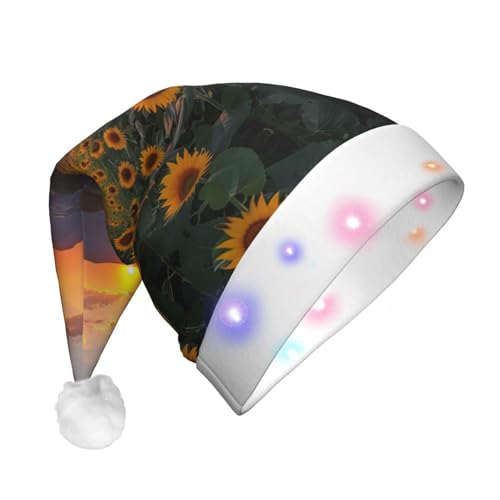 KIRROWE Leuchtender Weihnachtshut mit Sonnenblumen bei Sonnenuntergang, langer Weihnachtshut für Erwachsene mit LED-Beleuchtung, fröhlicher Weihnachtshut für festliche Anlässe KIRROWE Leuchtender Weihnachtshut mit Sonnenblumen bei Sonnenuntergang, langer Weihnachtshut für Erwachsene mit LED-Beleuchtung, fröhlicher Weihnachtshut für festliche Anlässe von KIRROWE
