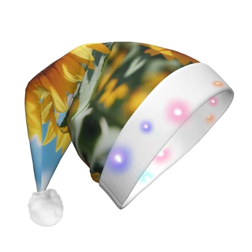 KIRROWE Leuchtender Weihnachtshut mit blühenden Sonnenblumen, langer Weihnachtshut für Erwachsene mit LED-Beleuchtung, fröhlicher Weihnachtshut für festliche Anlässe KIRROWE Leuchtender Weihnachtshut mit blühenden Sonnenblumen, langer Weihnachtshut für Erwachsene mit LED-Beleuchtung, fröhlicher Weihnachtshut für festliche Anlässe von KIRROWE