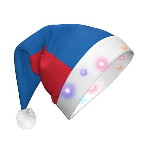 KIRROWE Leuchtender Weihnachtshut mit mongolischer Flagge, langer Weihnachtshut für Erwachsene mit LED-Beleuchtung, fröhlicher Weihnachtshut für festliche Anlässe von KIRROWE
