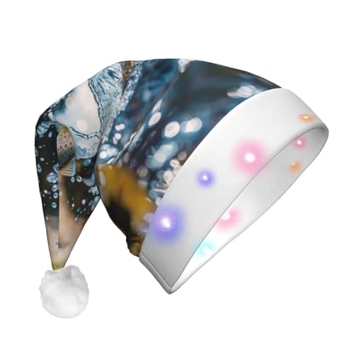 KIRROWE Weihnachtshut, leuchtend, springender Fisch, langer Weihnachtshut für Erwachsene mit LED-Beleuchtung, fröhlicher Weihnachtshut für festliche Anlässe KIRROWE Weihnachtshut, leuchtend, springender Fisch, langer Weihnachtshut für Erwachsene mit LED-Beleuchtung, fröhlicher Weihnachtshut für festliche Anlässe von KIRROWE