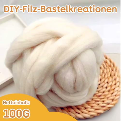 100g/3.52oz Wolle natur,Nadelfilz Wolle,Filzen Wolle,Reine Schurwolle,trockene Filzwolle,wolle zum häkeln,DIY dicke Decke aus weicher Wolle,Trockenfilzen Spinnen Handwerk 100g/3.52oz Wolle natur,Nadelfilz Wolle,Filzen Wolle,Reine Schurwolle,trockene Filzwolle,wolle zum häkeln,DIY dicke Decke aus weicher Wolle,Trockenfilzen Spinnen Handwerk von KIRVOS