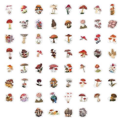 120 Stück Pilze Aufkleber,Bunt Mushroom Sticker Set,Wasserdicht Vinyl Sticker,Niedliche Pilz-Aufkleber,niedliche Cartoon Aufkleber,wasserdichte Aufkleber,für Kinder, Teenager, Erwachsene von KIRVOS
